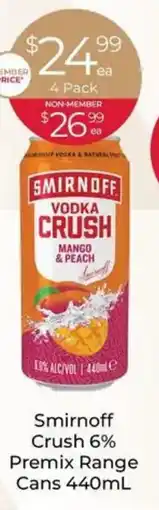 Porters Smirnoff Crush 6% Premix Range Cans offer