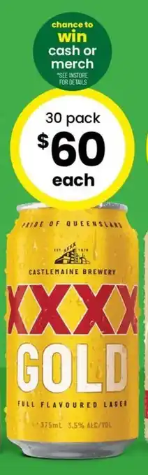 The Bottle O XXXX Gold Block Cans offer