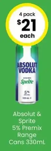 The Bottle O Absolut & Sprite 5% Premix Range Cans offer
