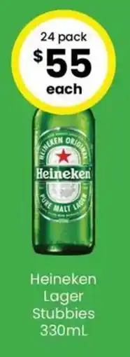 The Bottle O Heineken Lager Stubbies offer