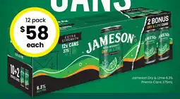 The Bottle O Jameson Dry & Lime 6.3% Premix Cans offer