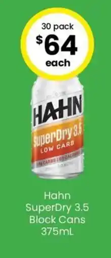 The Bottle O Hahn SuperDry 3.5 Block Cans offer