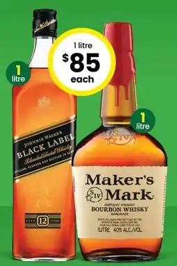 The Bottle O Johnnie Walker Black Label Whisky or Maker's Mark Bourbon Whisky offer