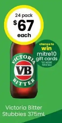 The Bottle O Victoria Bitter Stubbies offer