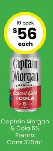 The Bottle O Captain Morgan & Cola 6% Premix Cans offer