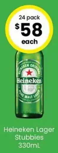 The Bottle O Heineken Lager Stubbies offer