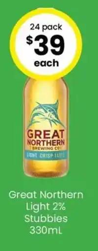 The Bottle O Great Northern Light 2% Stubbies offer