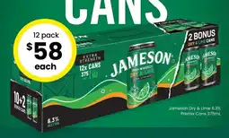 The Bottle O Jameson Dry & Lime 6.3% Premix Cans offer