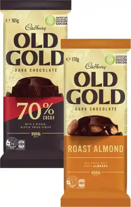 Coles Cadbury Old Gold Block Chocolate-180g offer