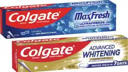 Coles Colgate Advanced Whitening & Tartar or Max Fresh Toothpaste 200g offer