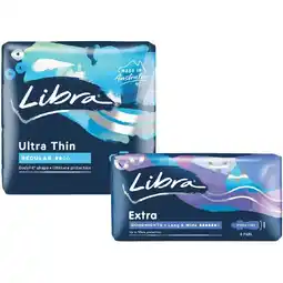Woolworths Libra Extra or Ultra Thin Pads Pk 6-14 offer