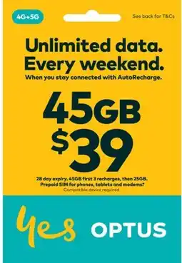 Coles Optus $39 Prepaid SIM offer