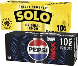 Coles Pepsi or Solo Soft Drink 10x375mL offer