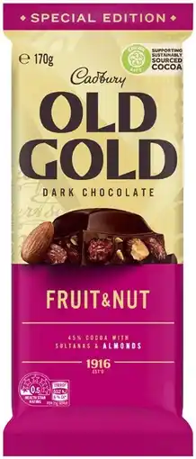 Coles NEW Cadbury Old Gold Fruit & Nut Block Chocolate offer