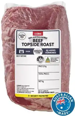Coles Coles Australian No Added Hormones Beef Roast Topside offer