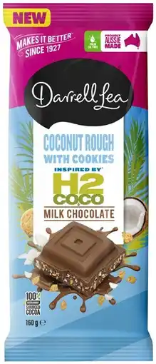 Coles NEW Darrell Lea Coconut Rough with Cookies Block Chocolate offer