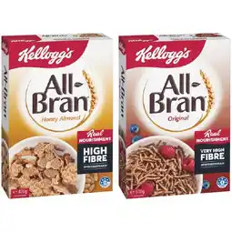 Woolworths Kellogg’s All-Bran Original 530g or Honey Almond Breakfast Cereal 420g offer