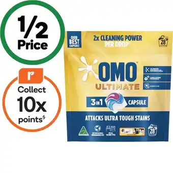 Woolworths OMO Ultimate Laundry Liquid 2 Litre, Powder 2 kg or Capsules Pk 28 offer