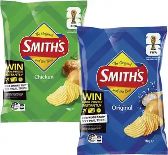 Coles Smith's Crinkle Cut Potato Chips-170g offer