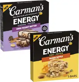 Coles Carman's Energy Bars 175g-200g offer