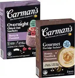 Coles Carman's Porridge Sachets-320g offer