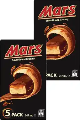 Coles Mars Smooth & Creamy Ice Bars 247mL offer