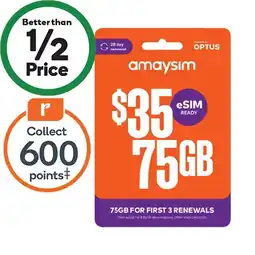 Woolworths amaysim $35 Starter Pack‡ offer