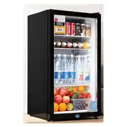 Woolworths Devanti Bar Fridge Glass Door Mini Fridge Countertop Freestanding Cooler Black offer