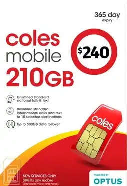 Coles Coles Mobile $240 Prepaid SIM offer