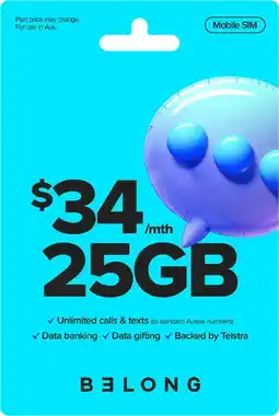 Coles Belong $34 Mobile SIM offer