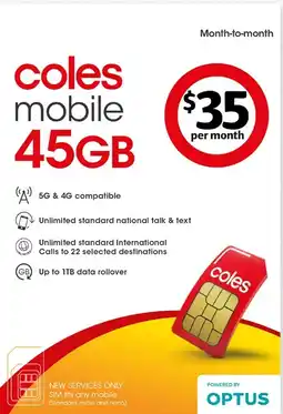 Coles Coles Mobile $35 Month-to-Month SIM offer
