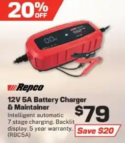 Repco 12V 5A Battery Charger & Maintainer offer