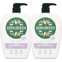 Woolworths DermaVeen Extra Hydration Moisturising Lotion or Gentle Soap Free Wash 1 Litre offer