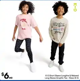 BIG W K-D Short Sleeve Longline & Relaxed Long Sleeve Graphic Tee offer