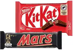 IGA Nestlé Medium Bars 35‑50g, Mars Medium Bars 42‑50g or M&M’s 35‑49g Selected Varieties offer