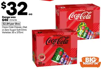 Woolworths Coca-Cola Classic, Diet or Zero Sugar Soft Drink Varieties offer