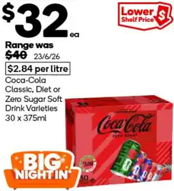 Woolworths Coca-Cola Classic, Diet or Zero Sugar Soft Drink Varieties offer