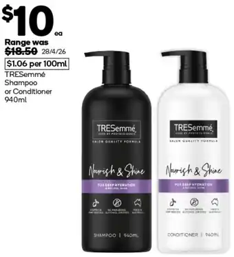 Woolworths TRESemmé Shampoo or Conditioner offer