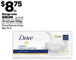 Woolworths Dove Beauty Soap Bar offer