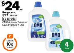 Woolworths OMO Active or Sensitive Laundry Liquid offer