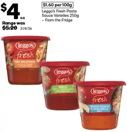 Woolworths Leggo's Fresh Pasta Sauce offer
