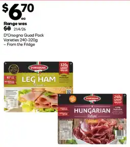 Woolworths D'Orsogna Quad Pack Varieties offer