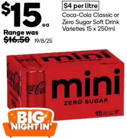 Woolworths Coca-Cola Classic or Zero Sugar Soft Drink Varieties offer