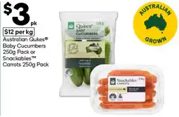 Woolworths Australian Qukes Baby Cucumbers or Snackables Carrots offer