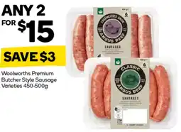Woolworths Woolworths Premium Butcher Style Sausage Varieties offer