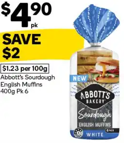 Woolworths Abbott's Sourdough English Muffins offer