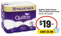 IGA Quilton Toilet Tissue 3 Ply 36 Roll Value Pack offer