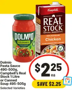 IGA Dolmio Pasta Sauce, Campbell's Real Stock or Canned Soup offer