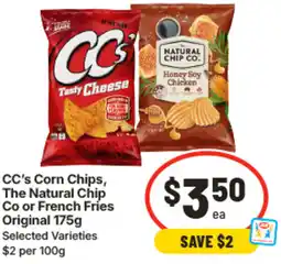 IGA CC's Corn Chips, The Natural Chip Co or French Fries Original offer