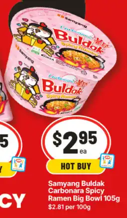 IGA Samyang Buldak Carbonara Spicy Ramen Big Bowl offer
